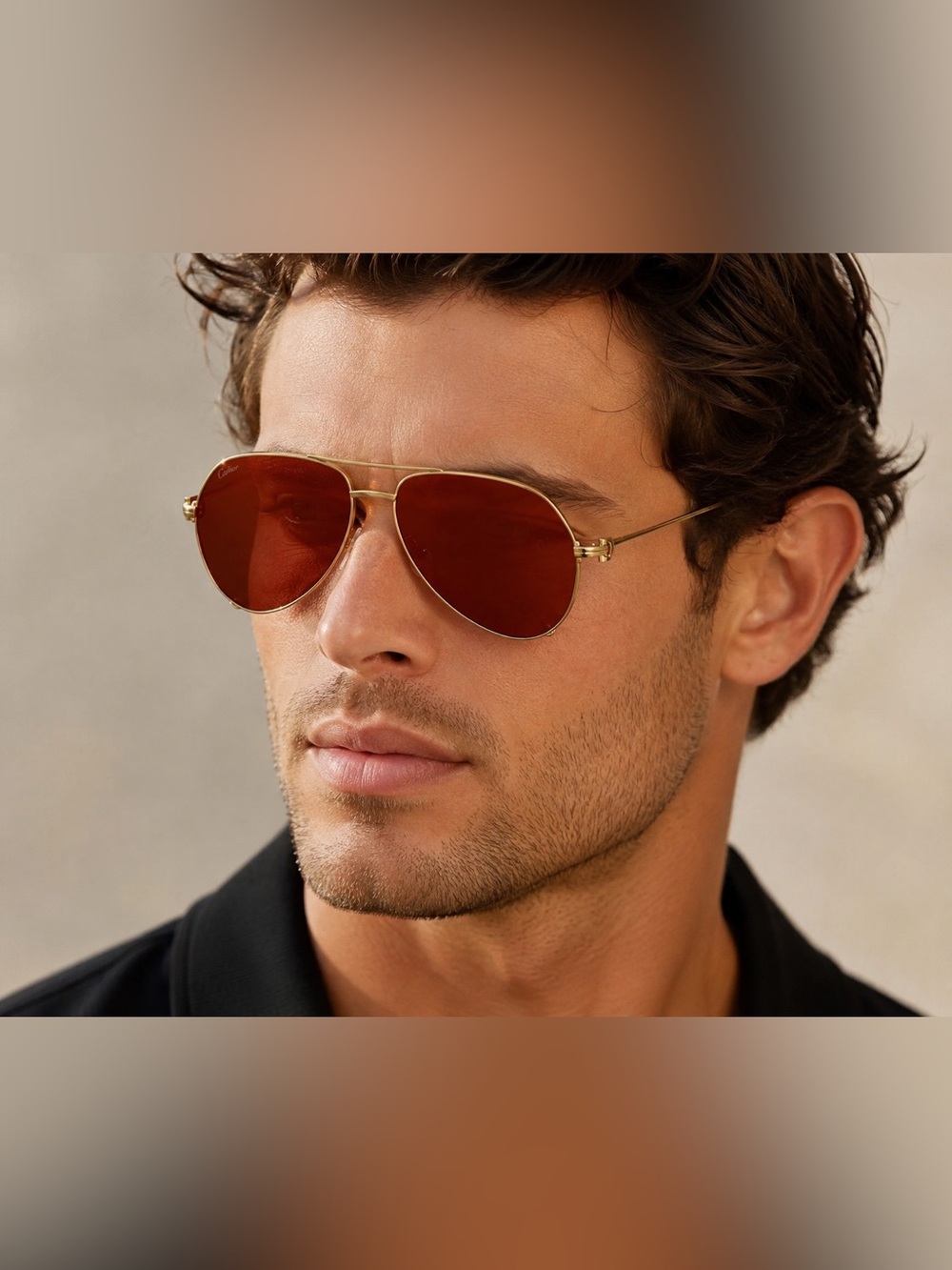 New unisex CARTIER CT0110S 010 Gold/Red AVIATOR PILOT Sunglasses